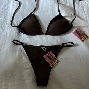 Strawberry Milk Mob Dark Brown Bikini